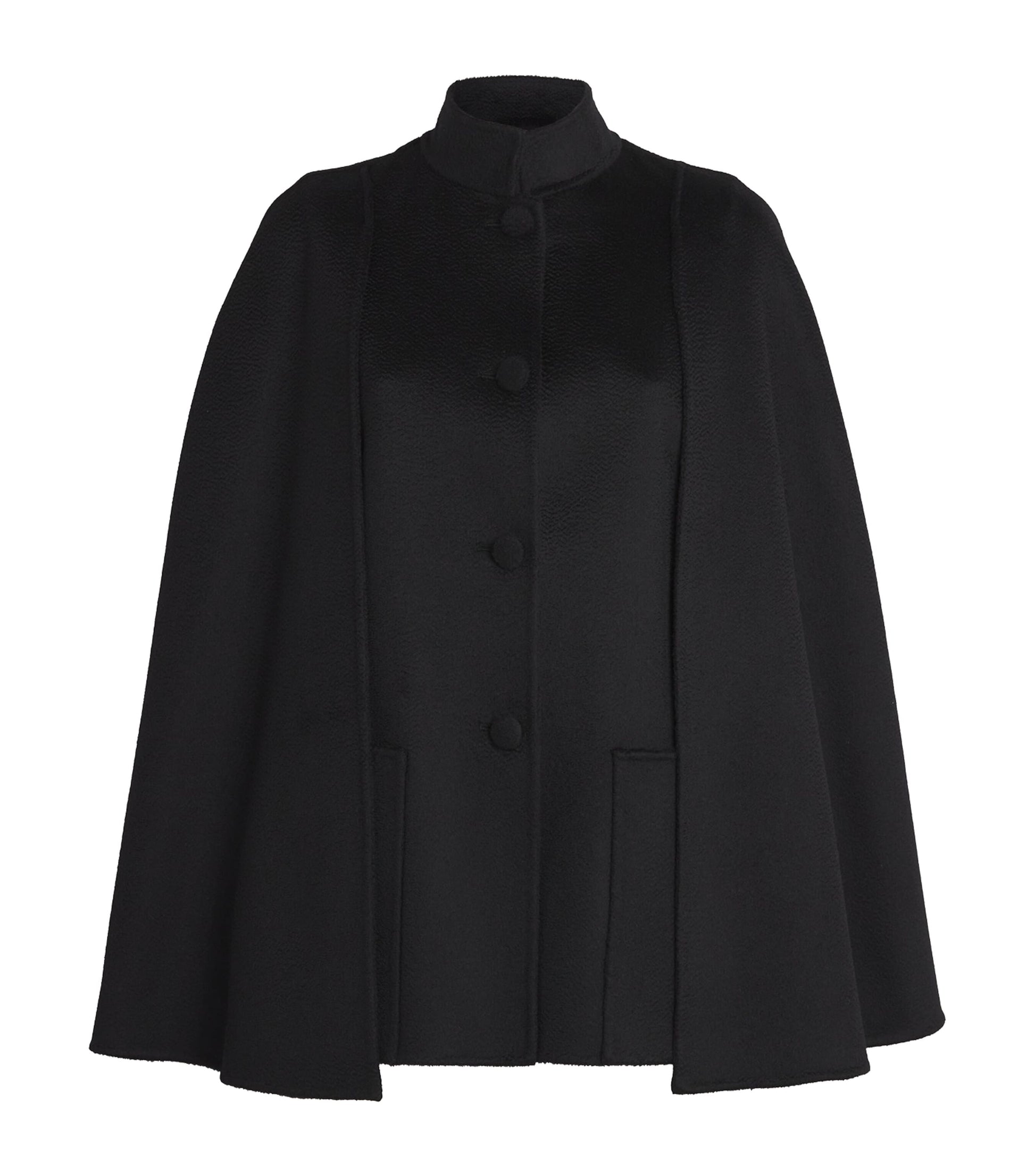 Black Double Cashmere Cape Coat