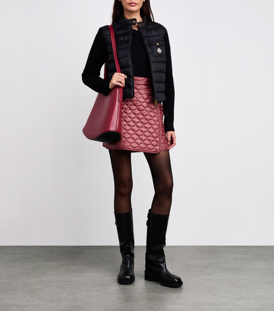 Moncler Red Quilted Wrap Mini Skirt