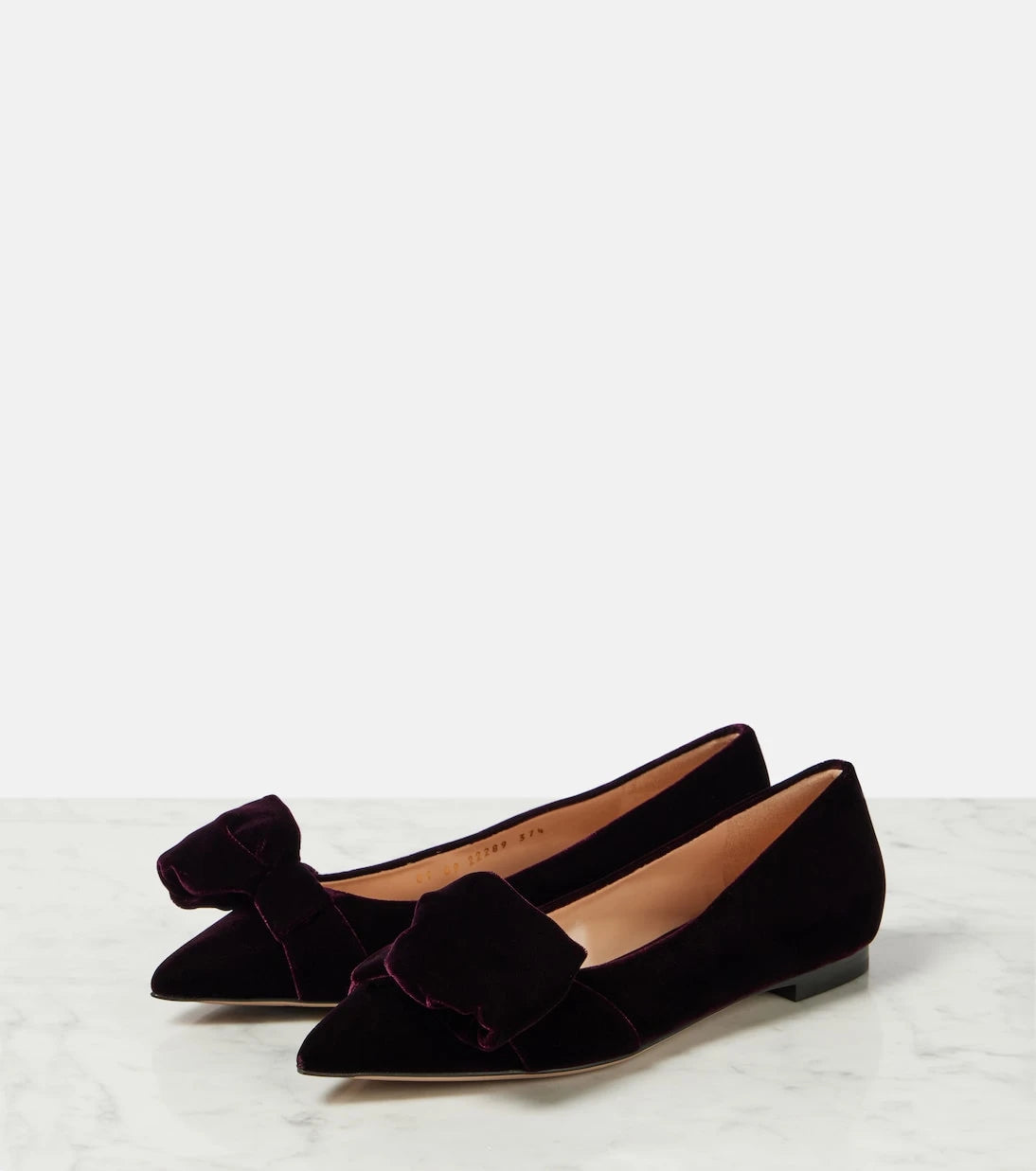 Gianvito Rossi - Bow-detail velvet ballet flats
