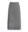 Grey Cotton-Alpaca-Wool Midi Skirt