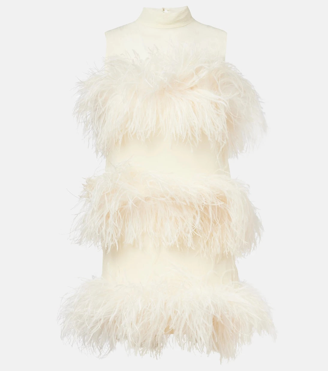 Taller Marmo - Divine feather-trimmed chiffon minidress