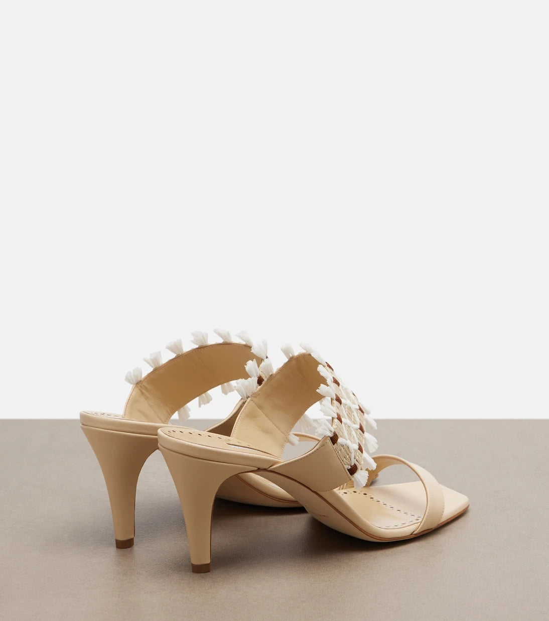 Manolo Blahnik - Efeso leather-trimmed woven mules