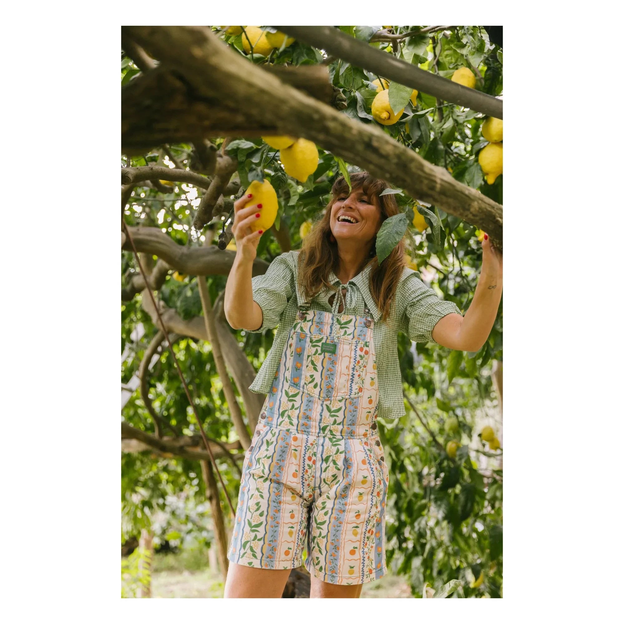 Favorite People - Amalfi Floral Short Dungarees - Women's Collection | Blue