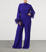 Marina Rinaldi Purple Feather-Trim Jumpsuit