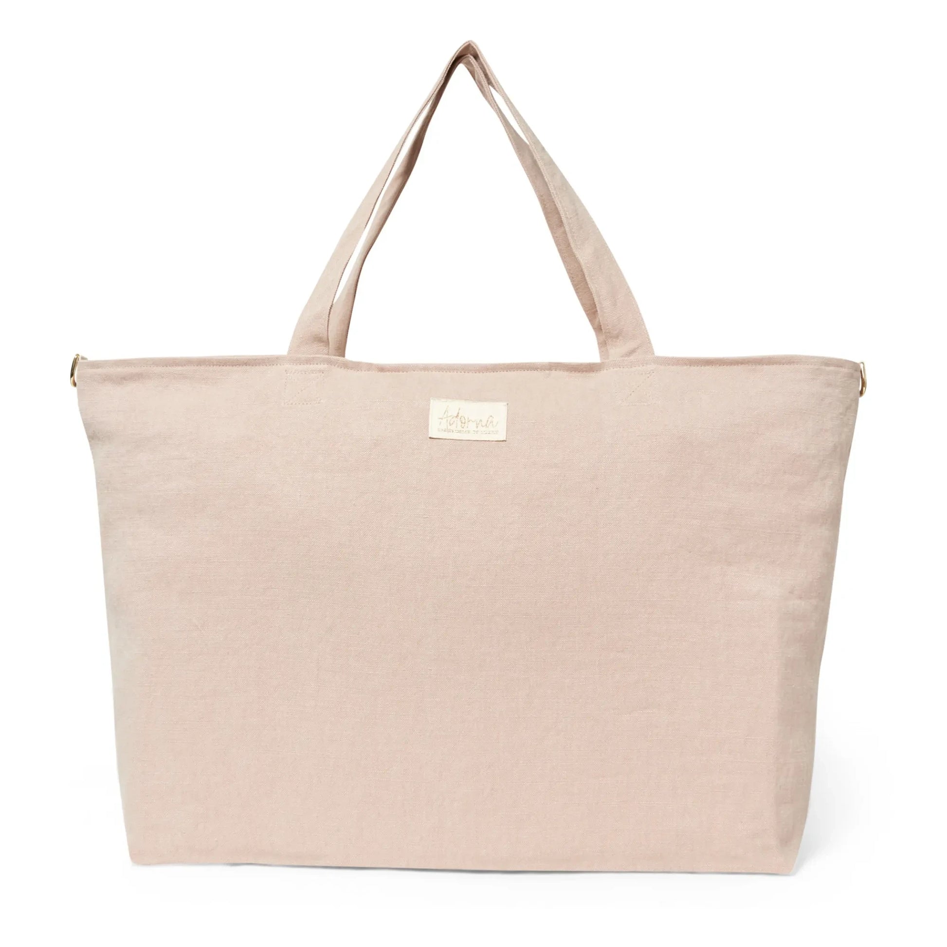 Adorna - Caroline Linen Weekend Bag | Powder pink