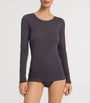 Black Cotton Seamless Long-Sleeve Top