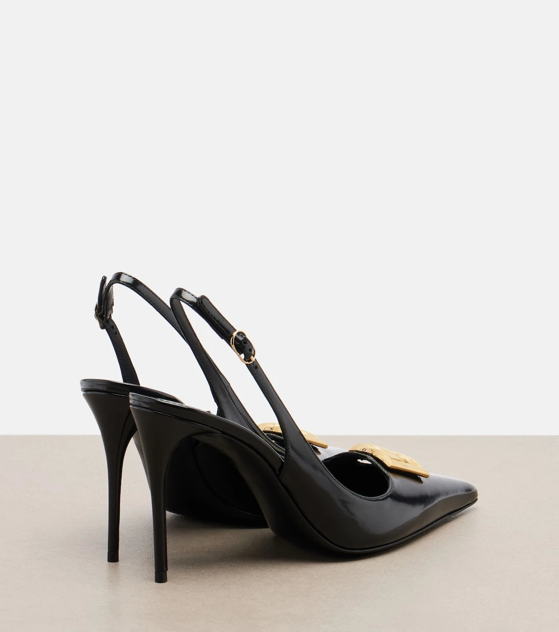 Dolce&Gabbana - Lollo DG patent leather slingback pumps