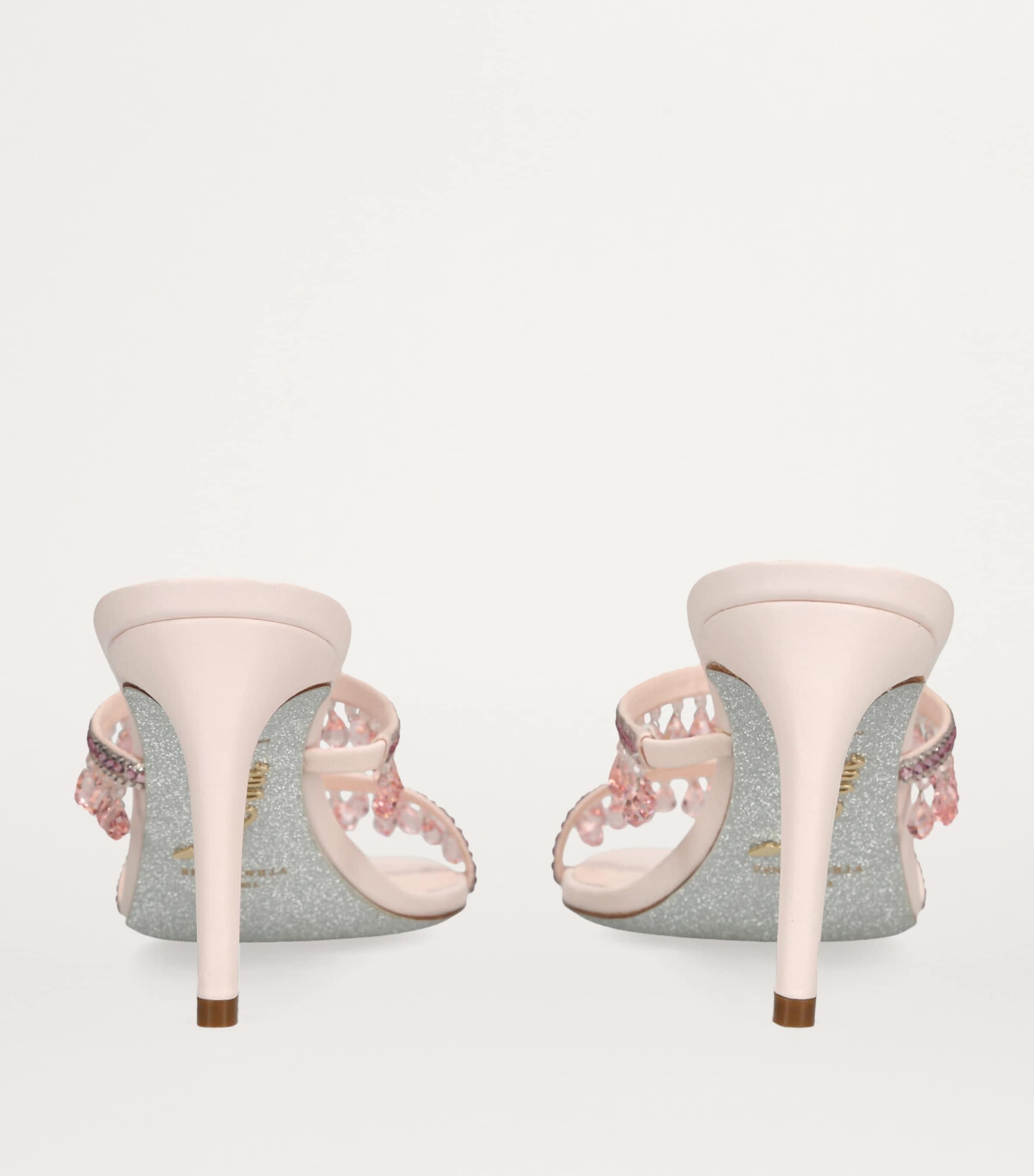 René Caovilla Pink Embellished Chandelier Mules 80