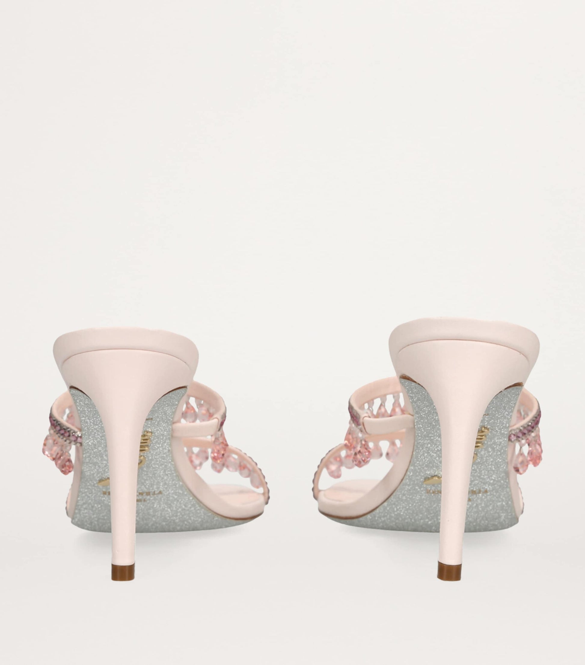 René Caovilla Pink Embellished Chandelier Mules 80