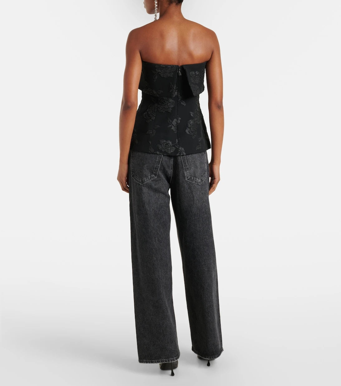 Rotate - Floral jacquard off-shoulder top