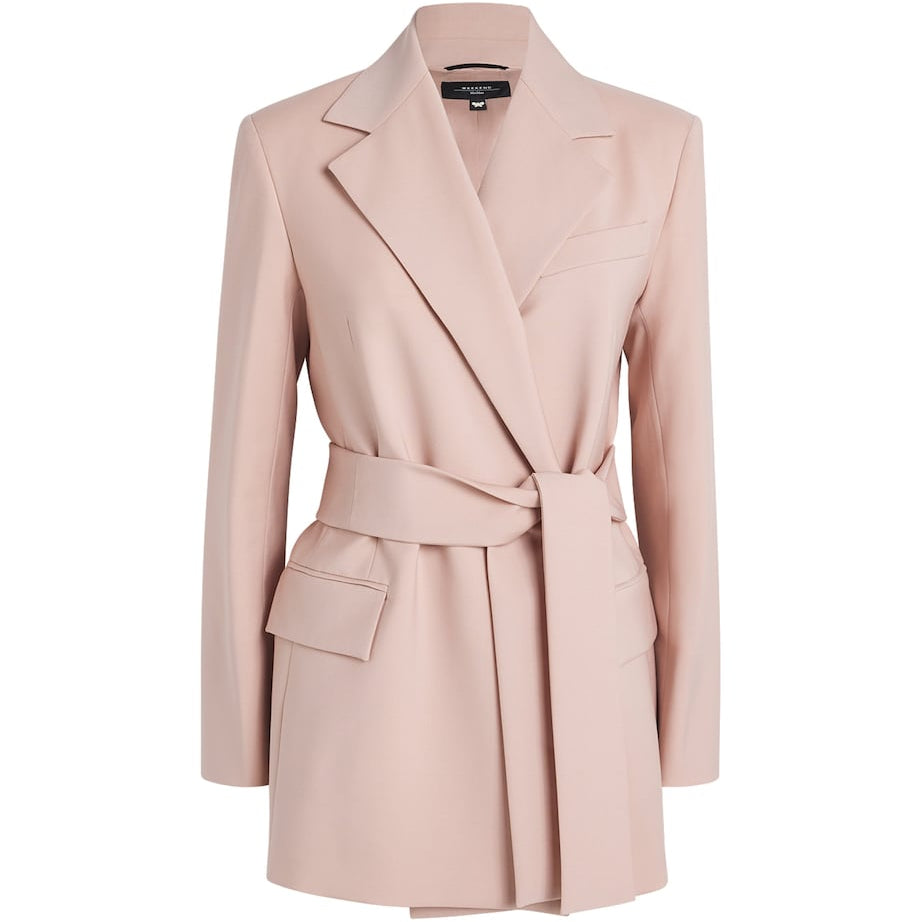 Weekend Max Mara Pink Virgin Wool Belted Blazer