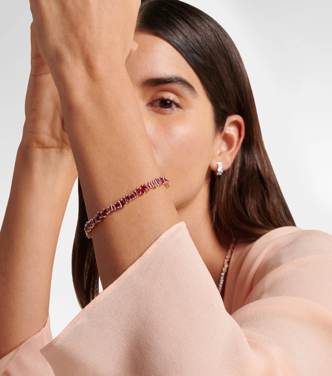 Suzanne Kalan - Bold 18kt rose gold bracelet with rubies