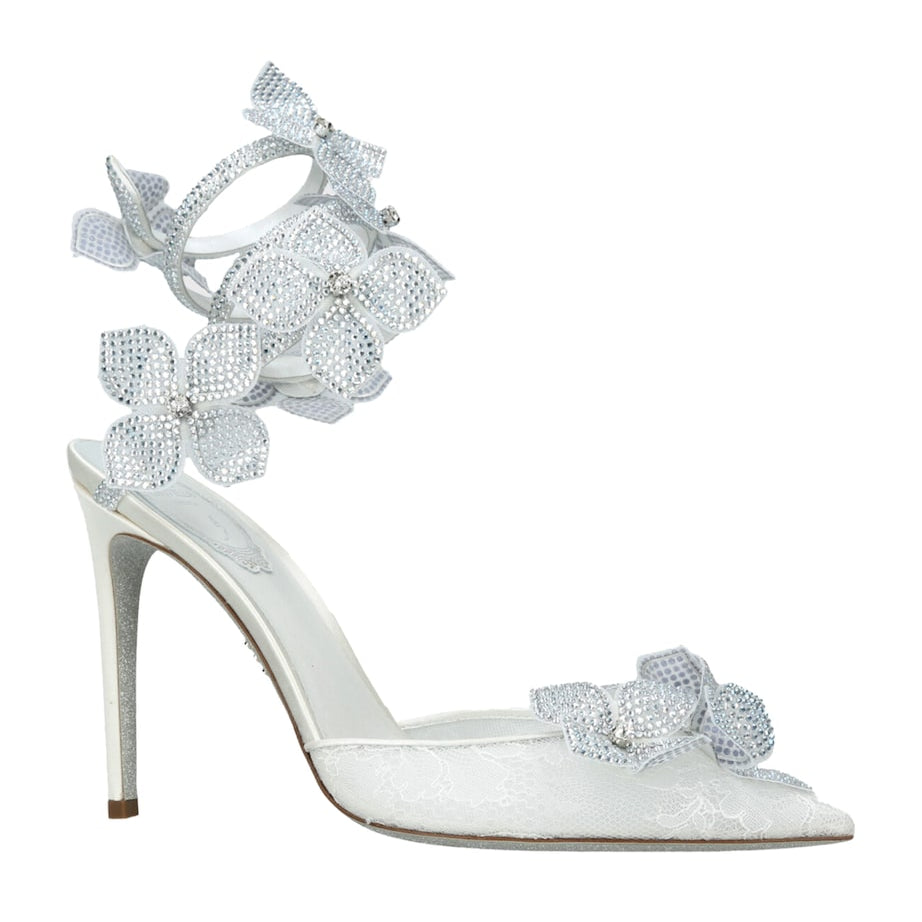 White Embellished Floriane Pumps 105