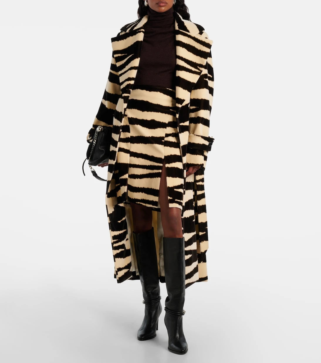 Nina Ricci - Zebra-print cotton velvet wrap coat