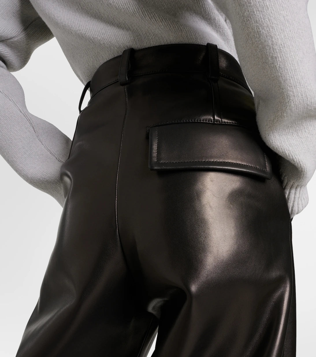 Bottega Veneta - High-rise leather wide-leg pants