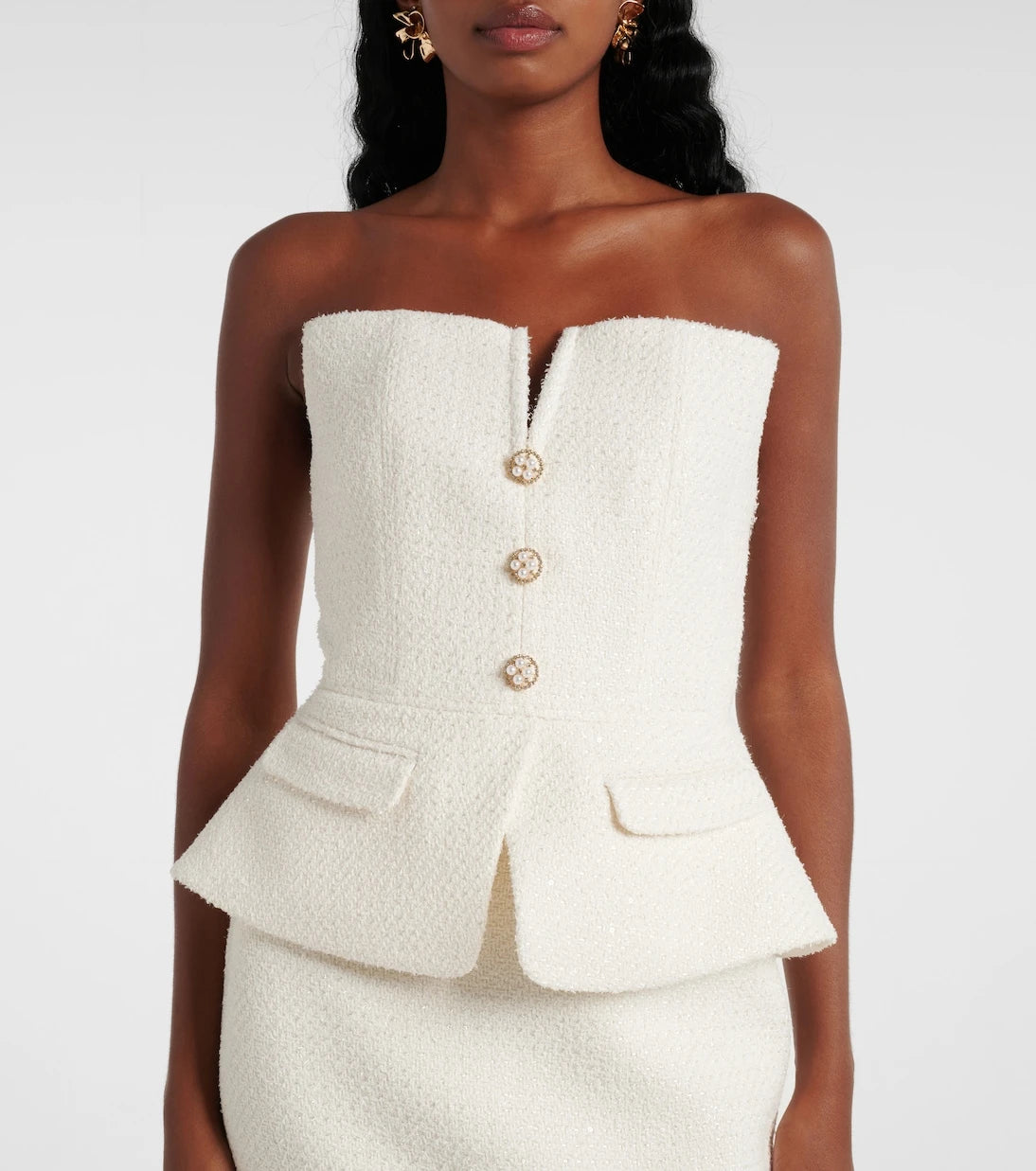 Self-Portrait - Bridal sequinned bouclé midi dress