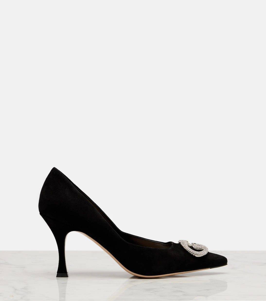 Gucci - Alicia 85 embellished suede pumps