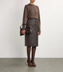 Yves Salomon Beige Nappa Leather Pencil Skirt