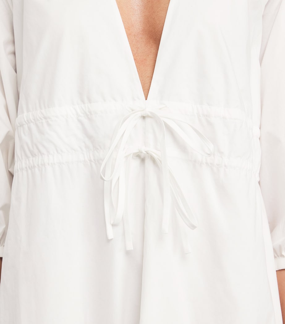 FRAME White Organic Cotton The Cinched Midi Dress