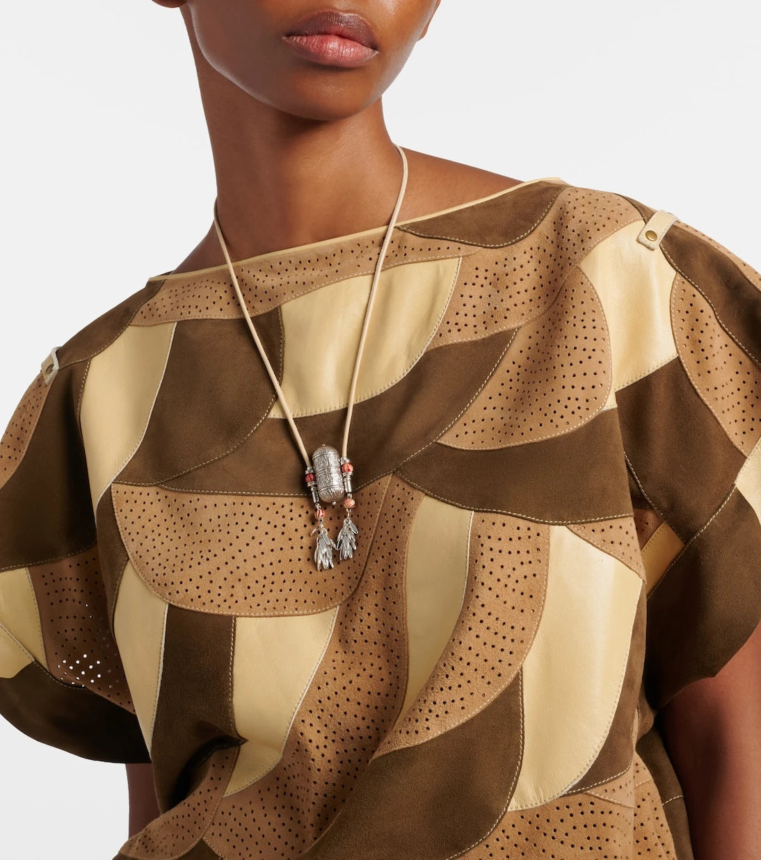Isabel Marant - Janis beaded leather-trimmed pendant necklace