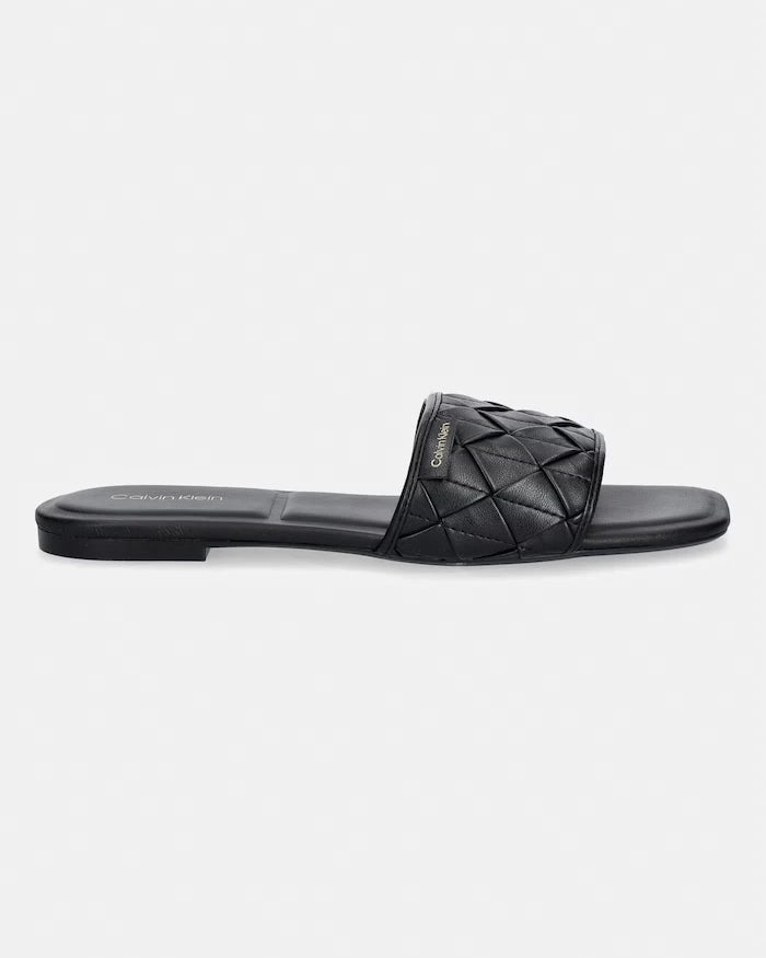 Calvin Klein Kadın SQUARE FLAT SNDL WOVEN LTH Terlik