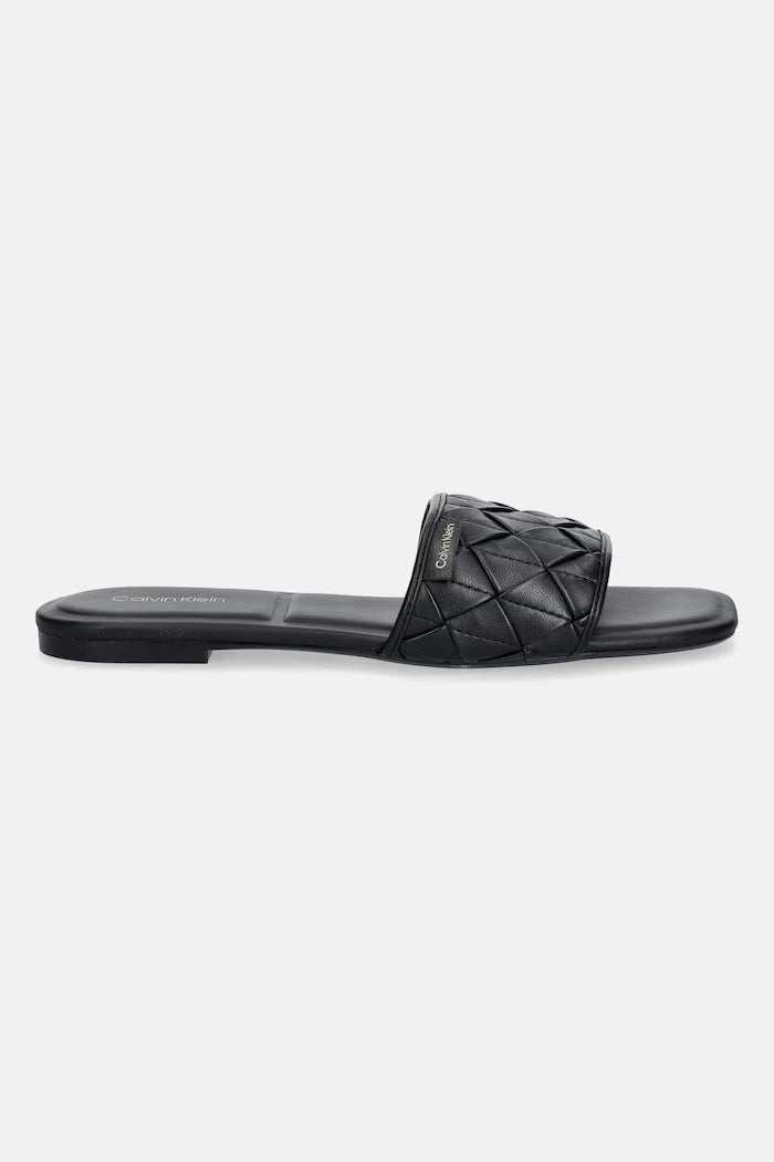 Calvin Klein Kadın SQUARE FLAT SNDL WOVEN LTH Terlik