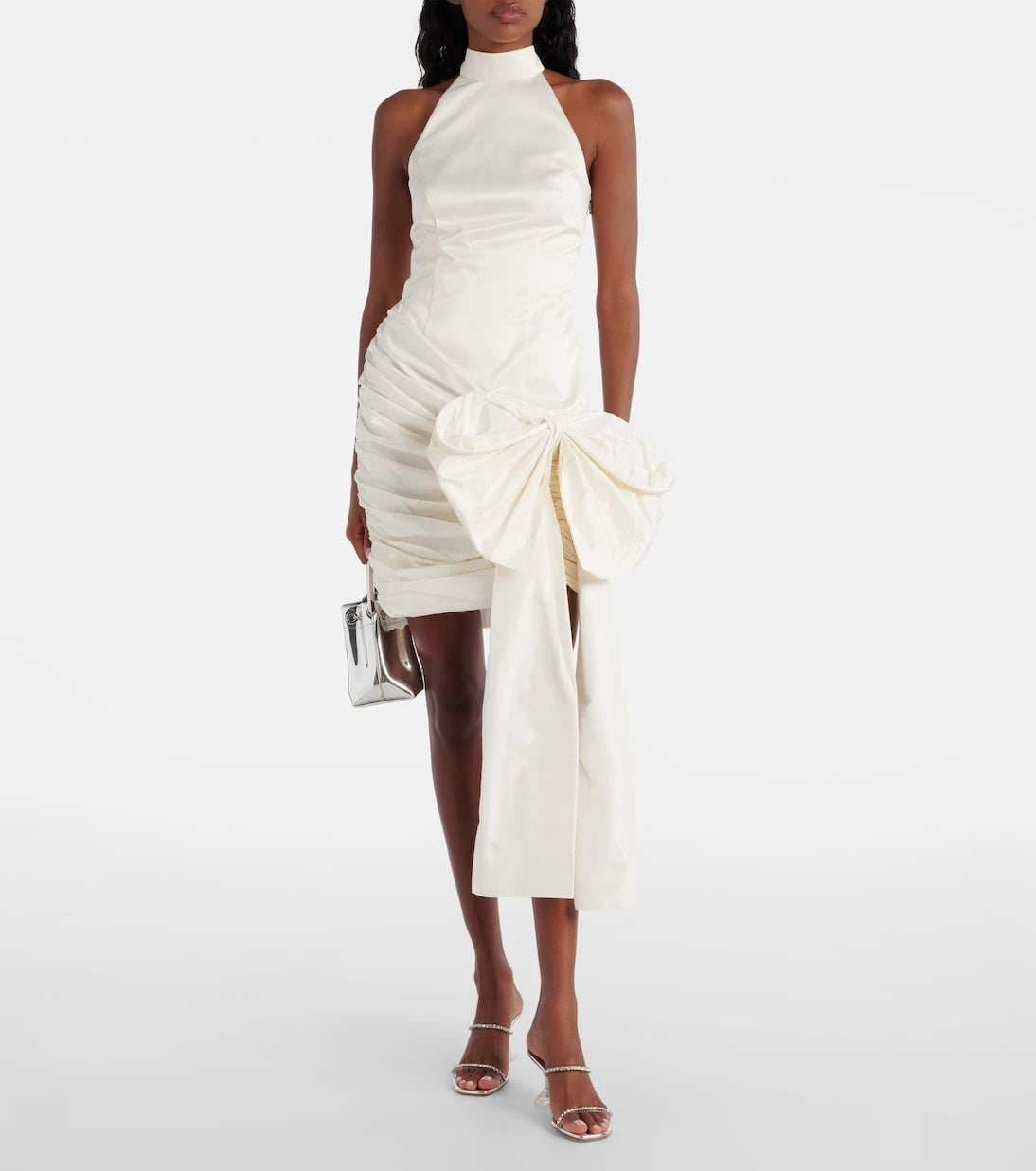 Rotate - Bow-detail halterneck satin minidress