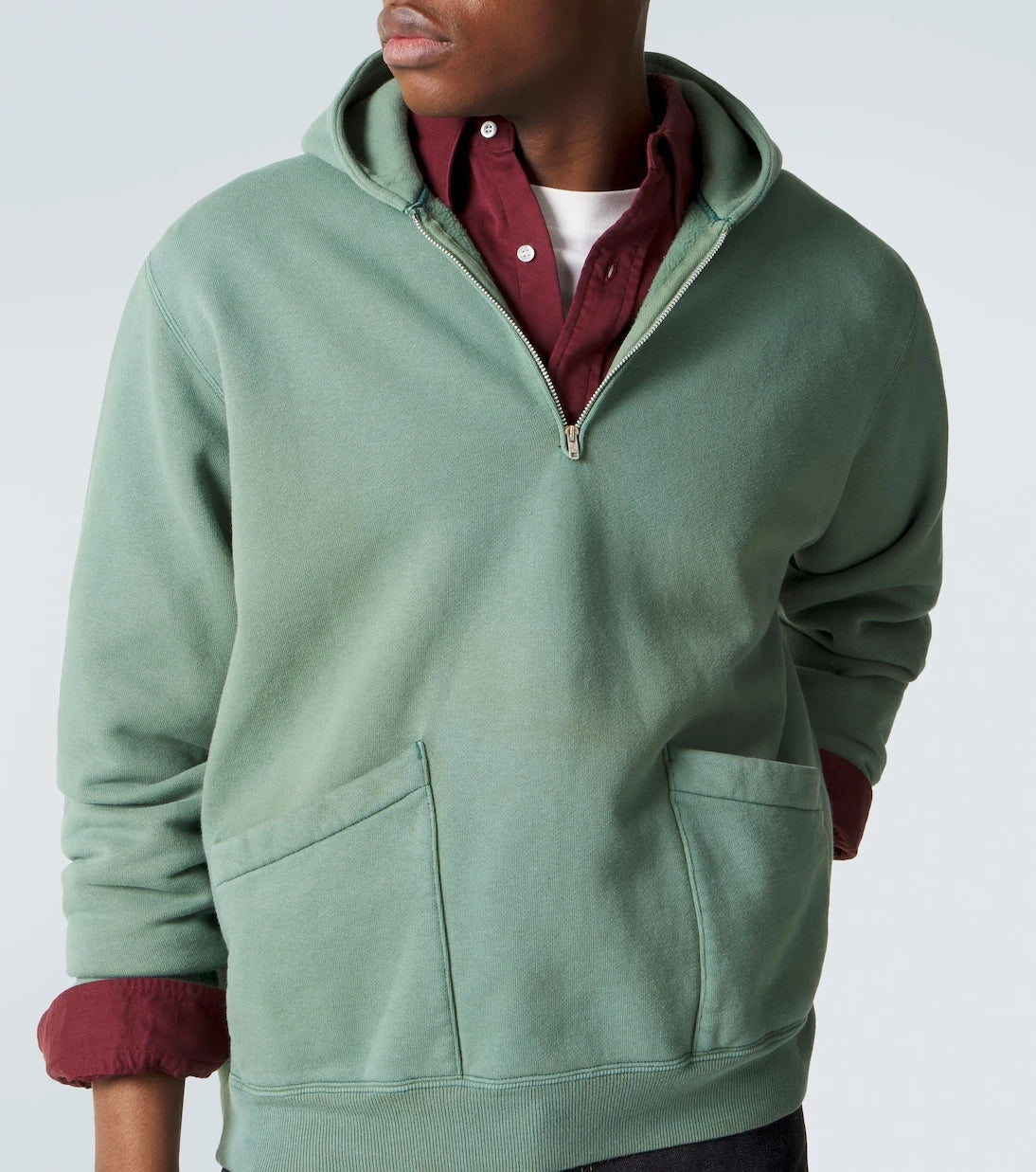A.Presse - Vintage cotton jersey half-zip hoodie