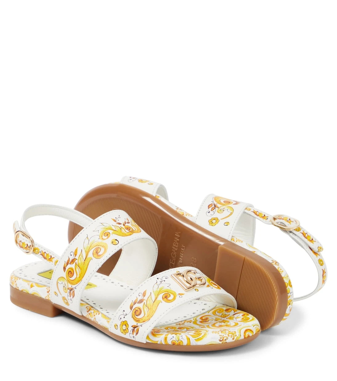 Dolce&Gabbana Kids - صنادل جلدية مطبوعة