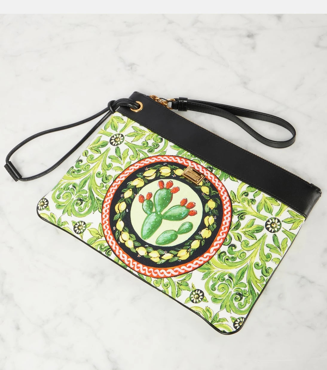 Dolce&Gabbana - Printed leather-trimmed canvas pouch