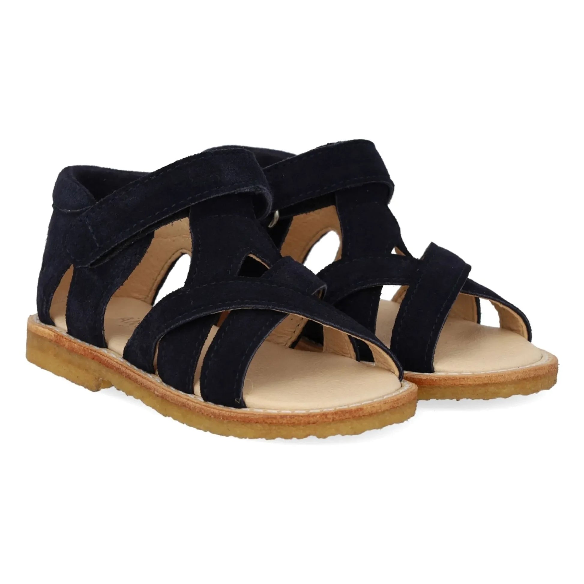 Angulus - Suede Crossover Sandals | Navy blue