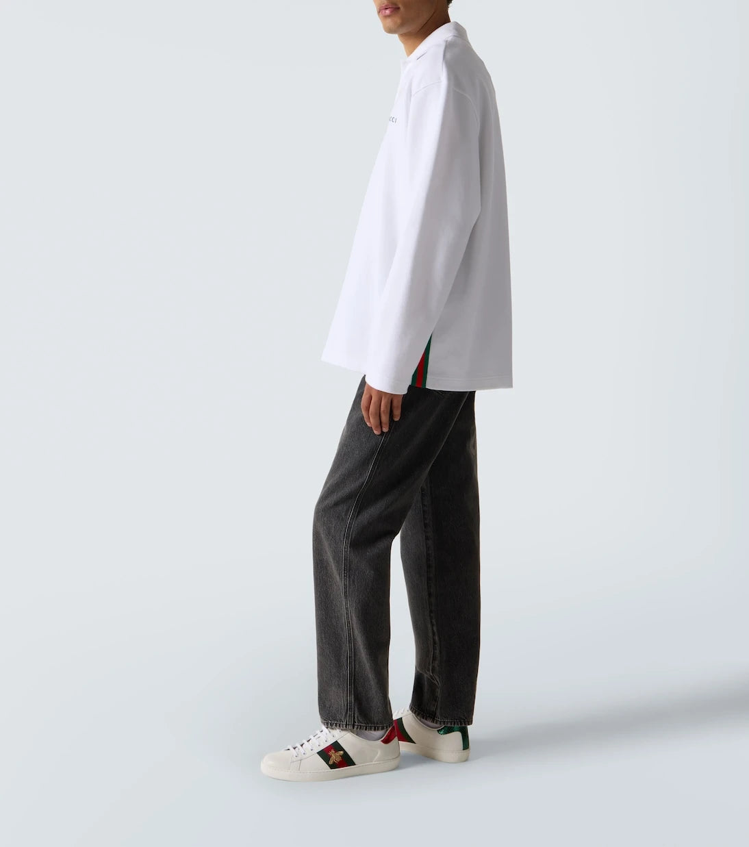 Gucci - Ace Web Stripe leather sneakers