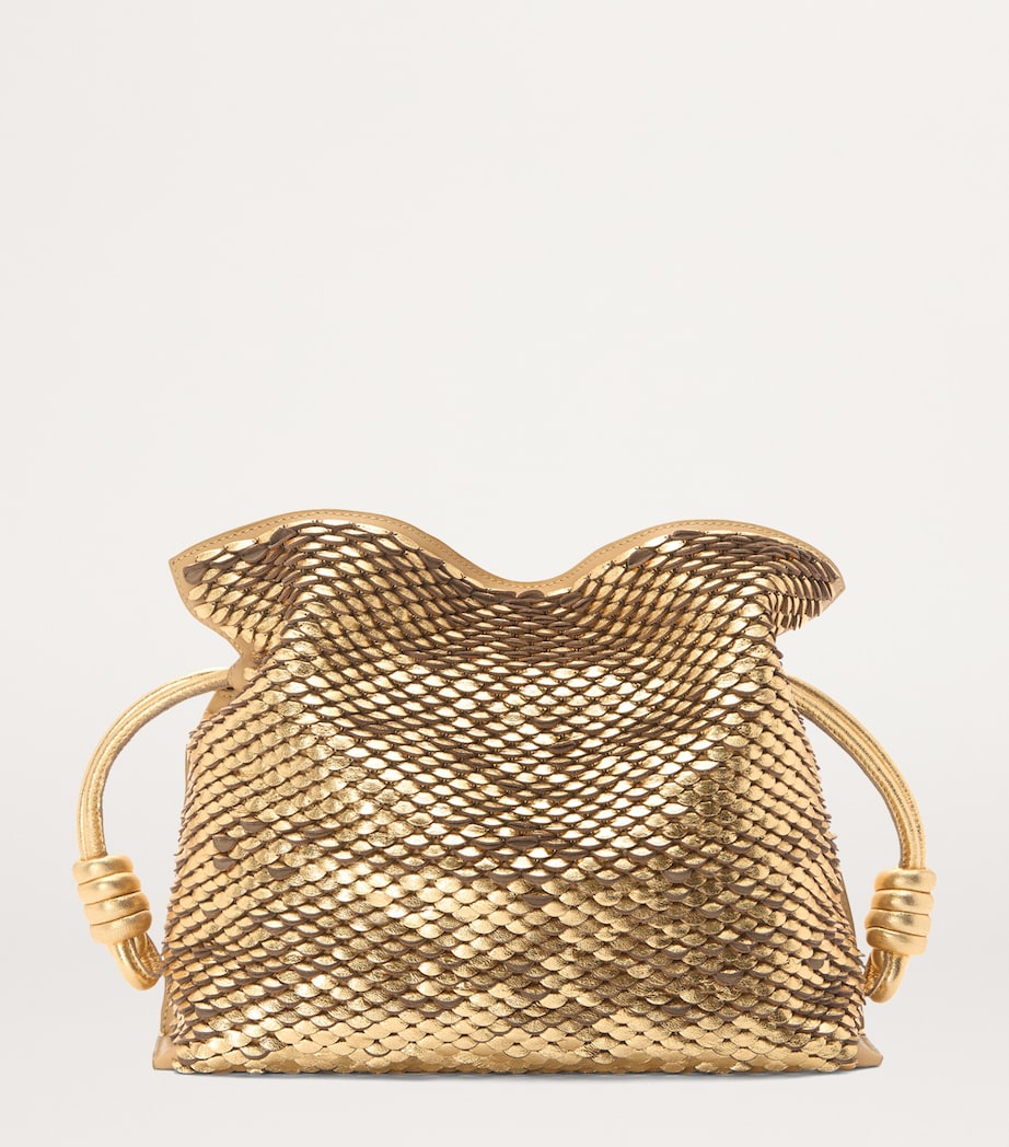 Gold Medium Leather Scales Flamenco Clutch