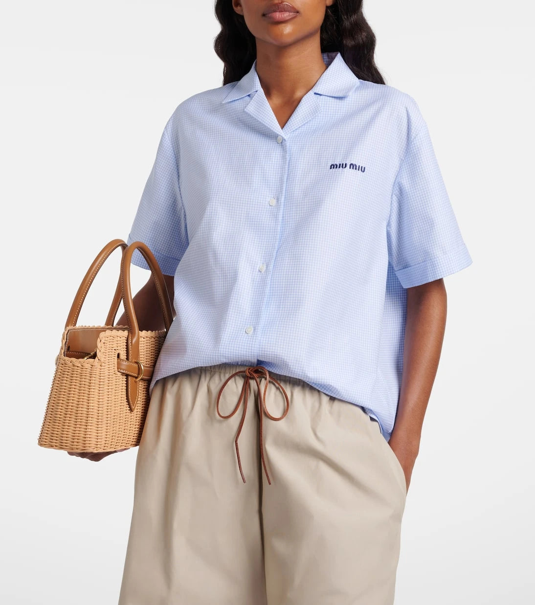 Miu Miu - Gingham cotton poplin shirt