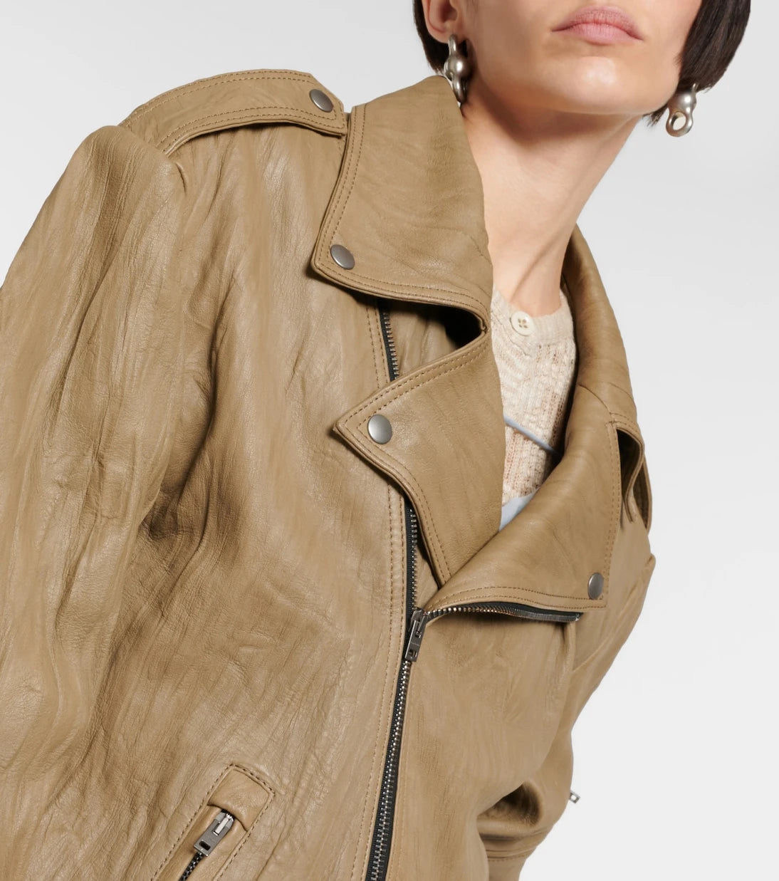 Acne Studios - سترة لينور الجلدية الفضفاضة بحزام