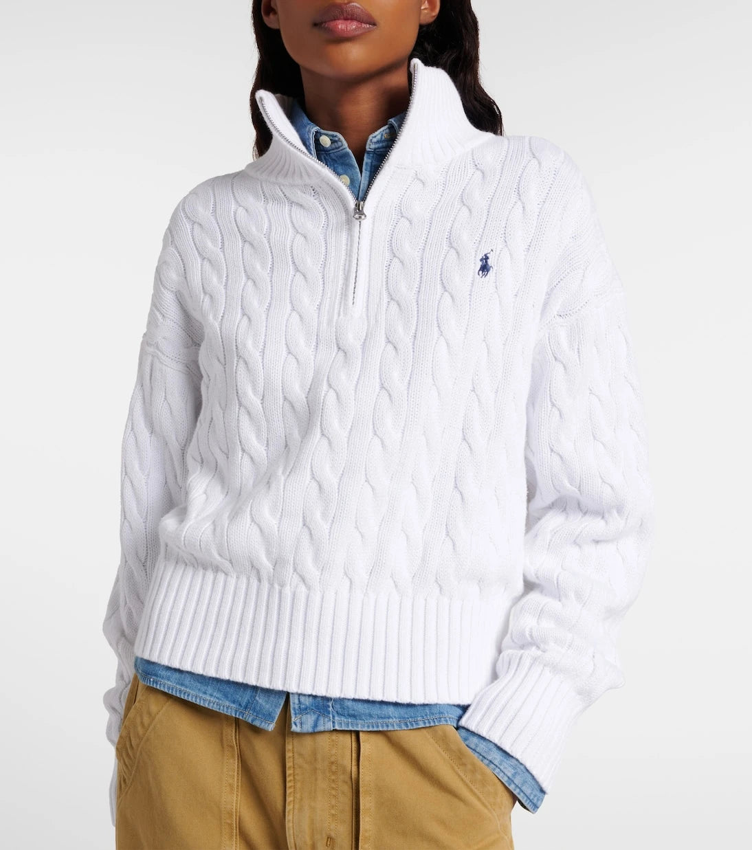 Polo Ralph Lauren - Logo cable-knit cotton half-zip sweater