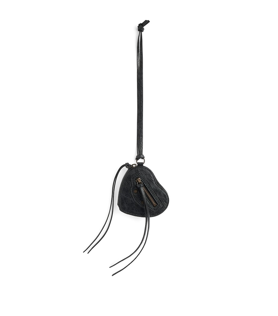 Balenciaga Black Leather Le City Heart Bag Charm