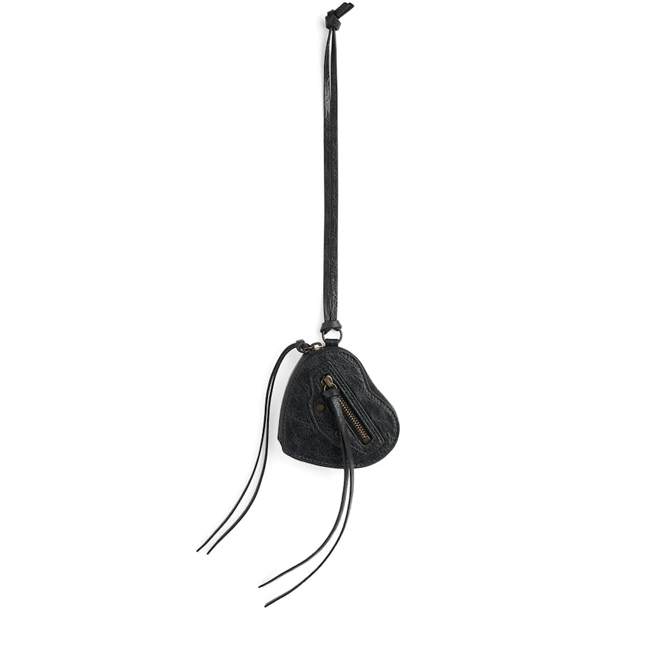 Balenciaga Black Leather Le City Heart Bag Charm