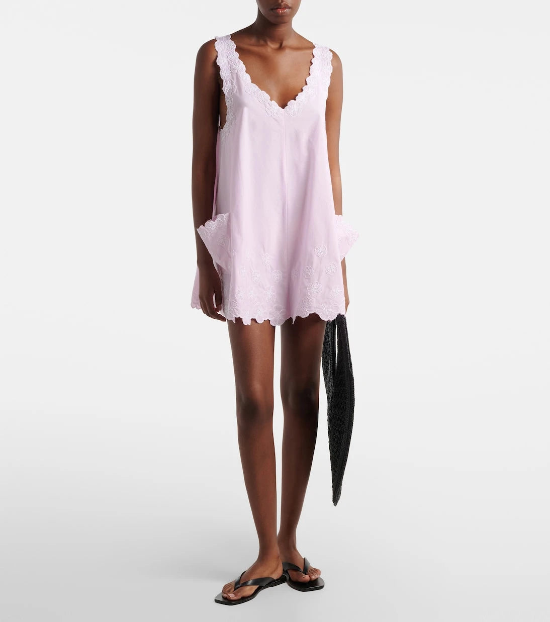 Juliet Dunn - Embroidered cotton poplin minidress