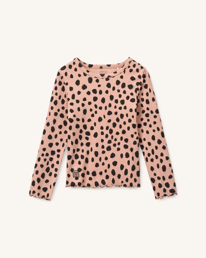 Liewood - Nieve Leopard Organic Cotton Rib T-Shirt | Pale Pink