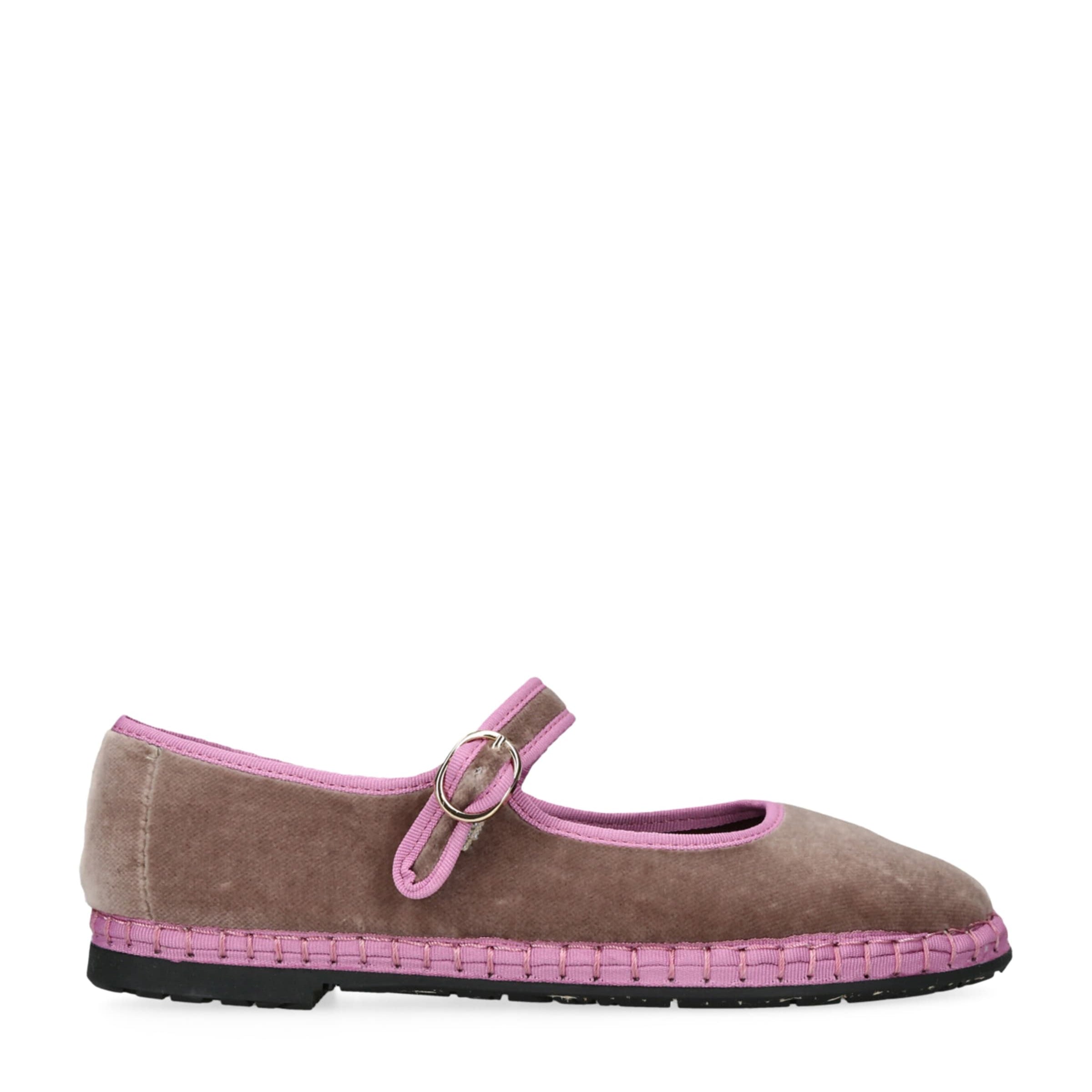 Flabelus Beige Velvet Odiseo Mary Janes