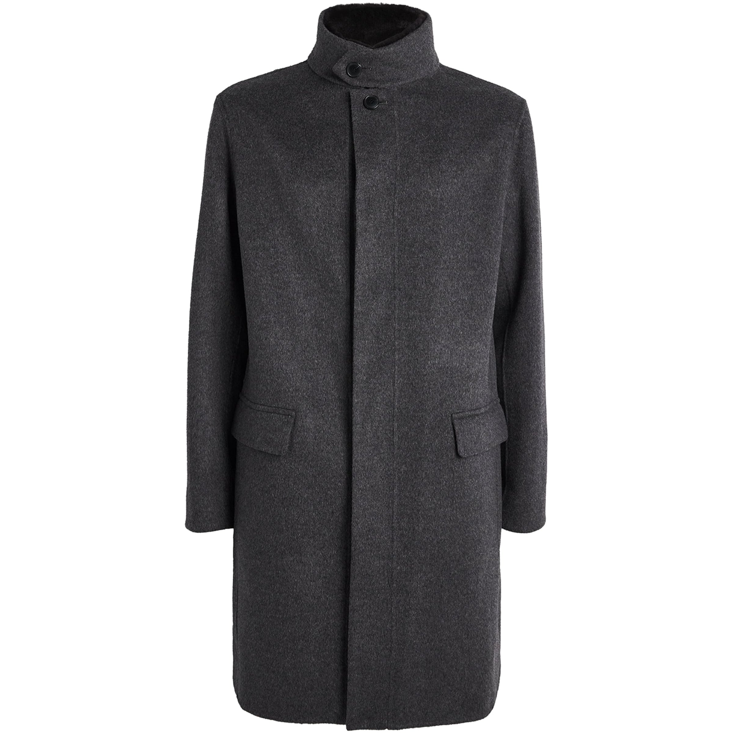 Yves Salomon Beige Wool-Cashmere Mink-Collar Overcoat