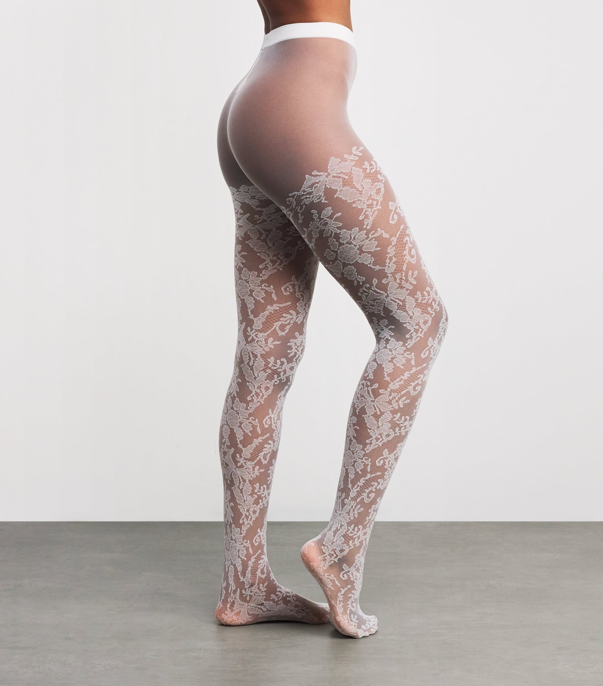 Falke White Floral Lace Tights