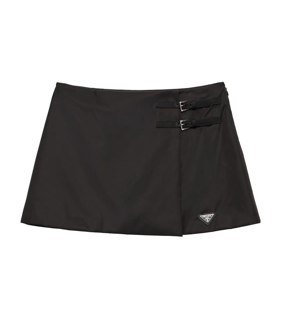 Prada Black Re-Nylon Wrap Mini Skirt