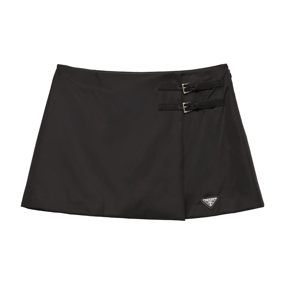 Prada Black Re-Nylon Wrap Mini Skirt