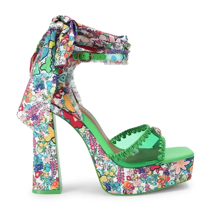 Kurt Geiger London Vinyl Tie Platform Kalın Topuklu Sandalet
