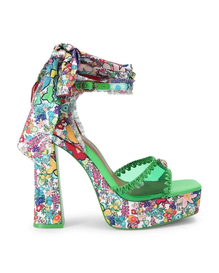Kurt Geiger London Vinyl Tie Platform Kalın Topuklu Sandalet