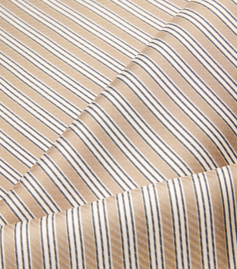 Max Mara Beige Silk Stripe Wide-Leg Trousers