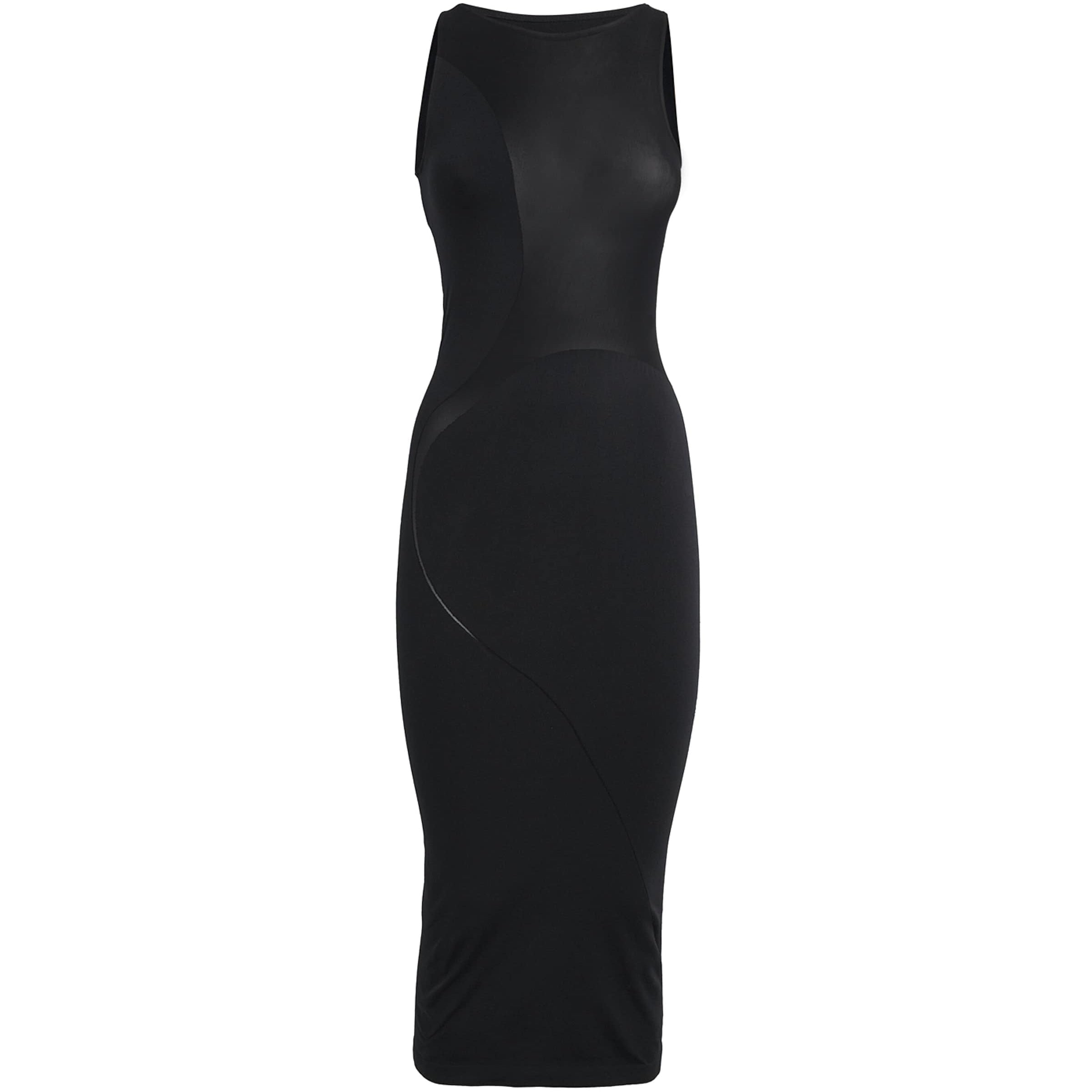 Wolford Black Sheer Bodycon Midi Dress