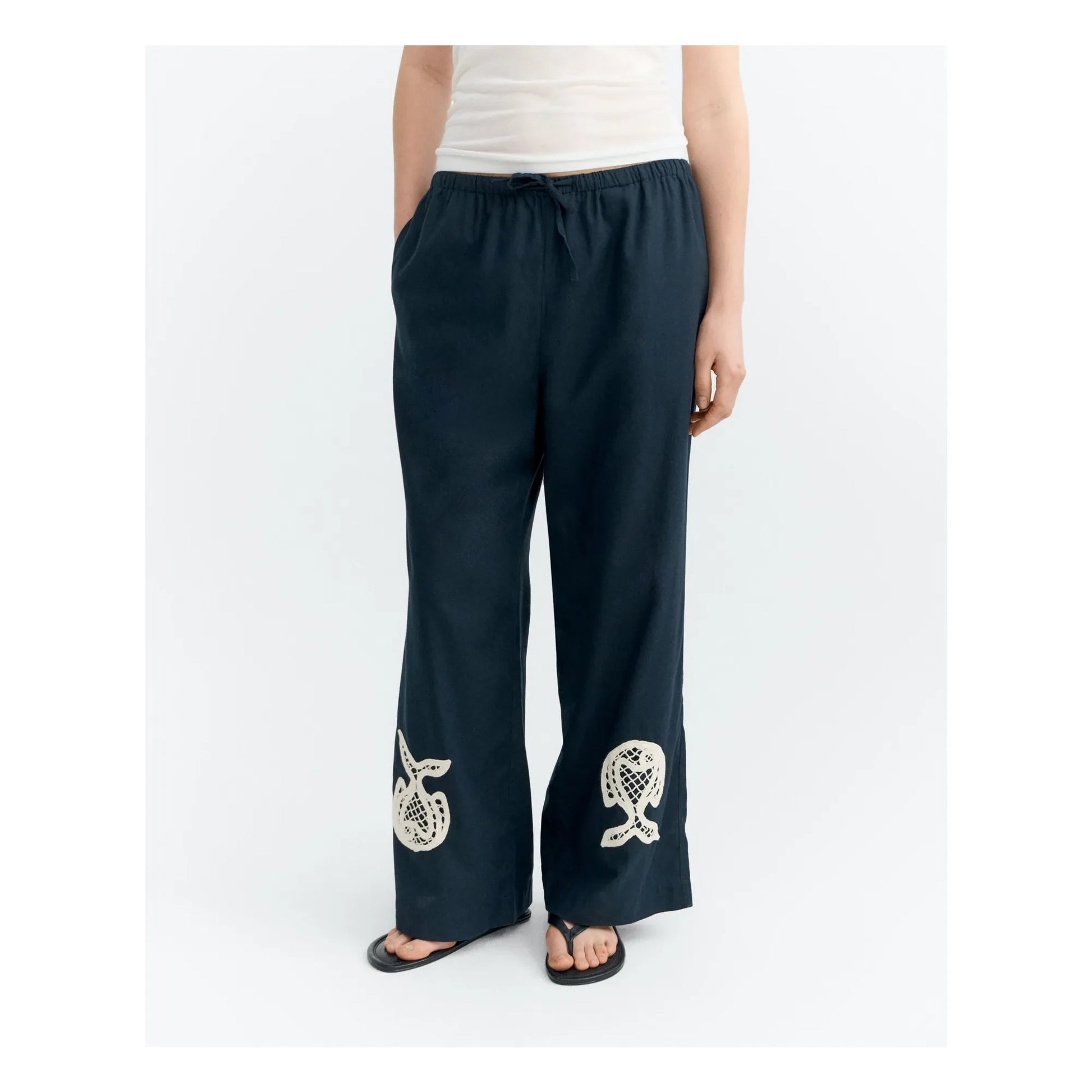 Thinking Mu - Brigitte Fish organic cotton pants | Navy blue